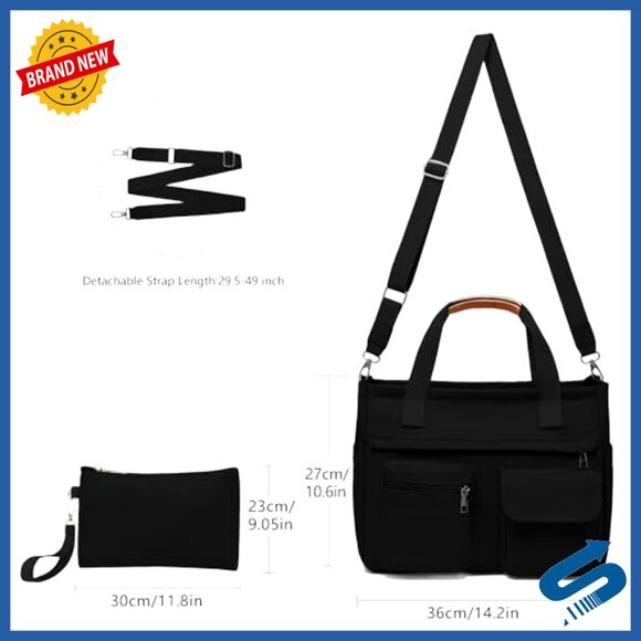 Large Canvas Tote Bag Crossbody Shoulder Hobo Purse Travel Work Laptop